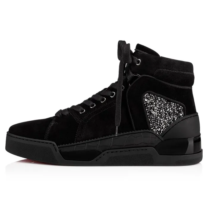 Men Loubikick Hightop Sneakers 8211 Suede 8211 Black Christian Louboutin Sneakers