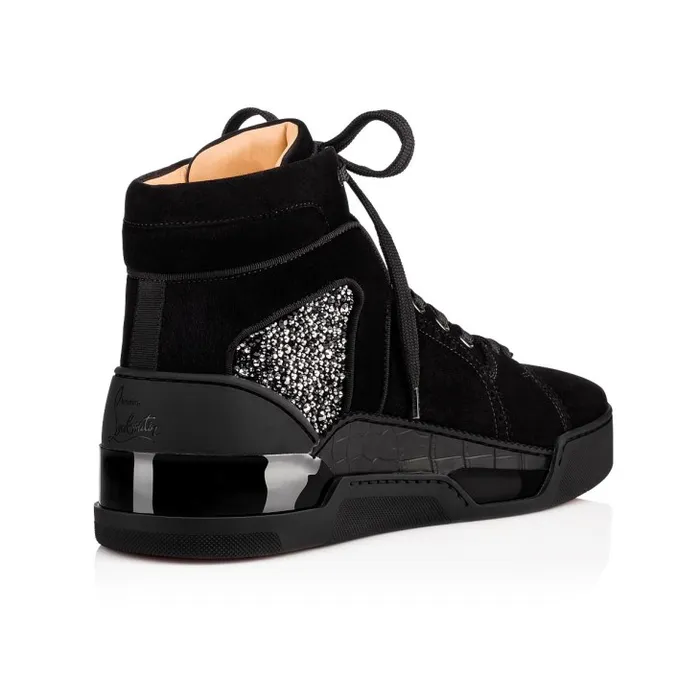 Men Loubikick Hightop Sneakers 8211 Suede 8211 Black Christian Louboutin Sneakers