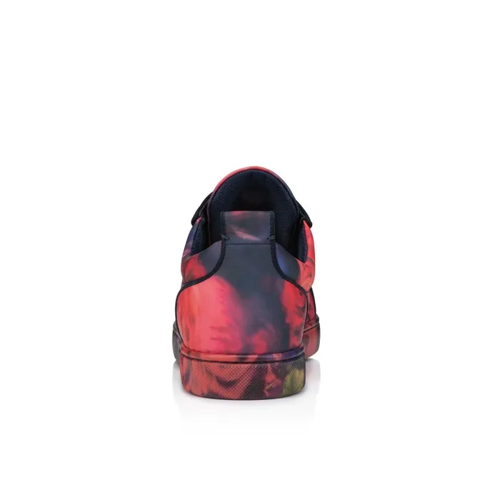 Men Louis Junior Spikes Sneakers 8211 Roses Printed Calf Leather And Spikes 8211 Multicolor Christian Louboutin Sneakers