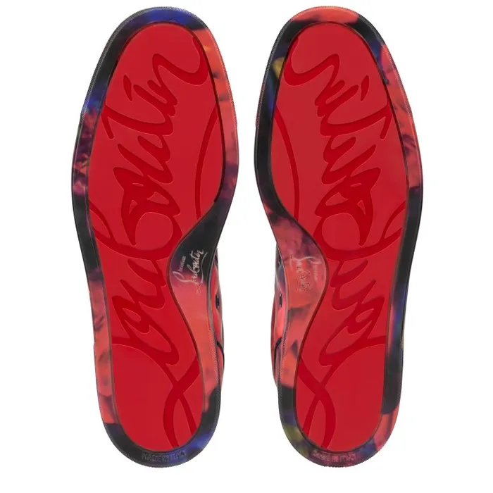 Men Louis Junior Spikes Sneakers 8211 Roses Printed Calf Leather And Spikes 8211 Multicolor Christian Louboutin Sneakers