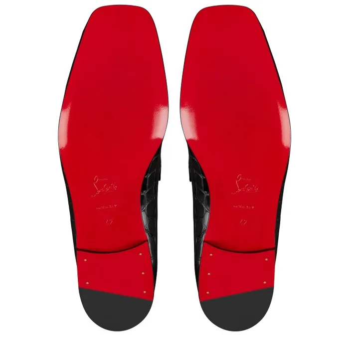 Men MJ Moc Loafers 8211 Alligator Embossed Calf Leather 8211 Black Christian Louboutin Loafers and Moccasins