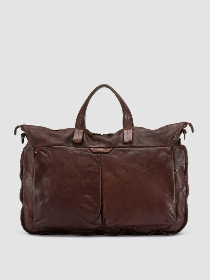 Men Officine Creative Accessories HELMET 046 Brown Leather Briefcase