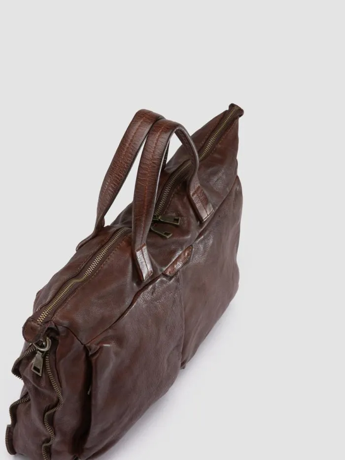Men Officine Creative Accessories HELMET 046 Brown Leather Briefcase