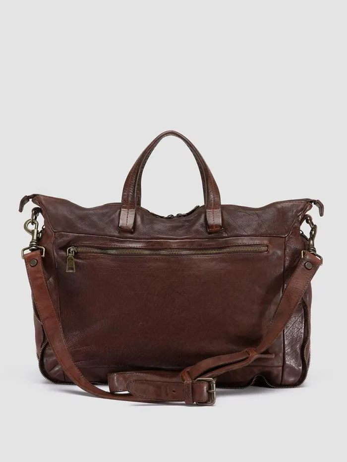 Men Officine Creative Accessories HELMET 046 Brown Leather Briefcase