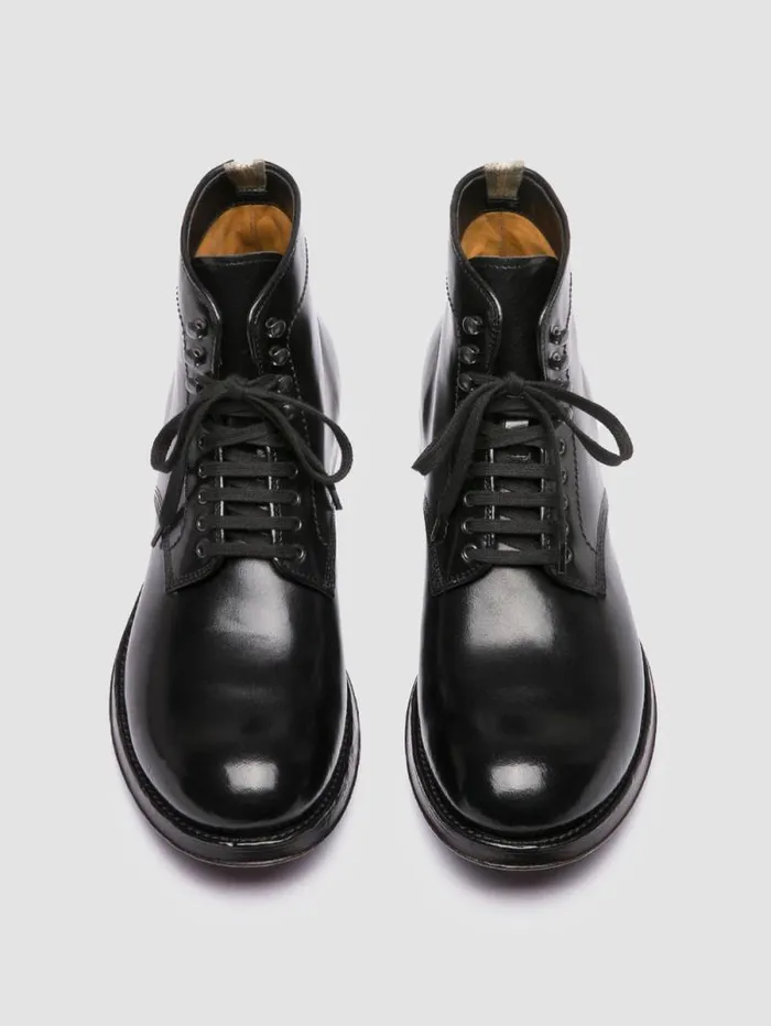 Men Officine Creative Footwear ADMIRAL 004 Black Leather Laceup Boots Men Officine Creative Footwear ADMIRAL 004 Black Leather Laceup Boots
