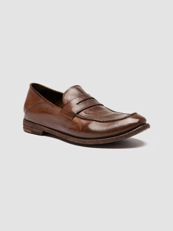 Men Officine Creative Footwear ARCHIVE 522 Brown Leather Penny Loafers Men Officine Creative Footwear ARCHIVE 522 Brown Leather Penny Loafers