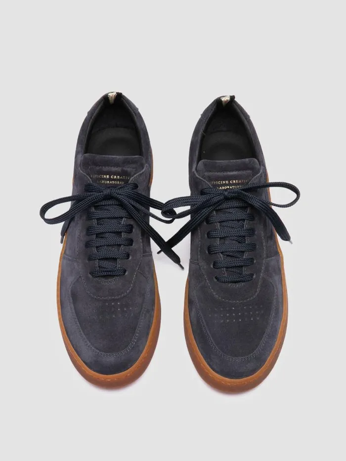 Men Officine Creative Footwear ASSET 001 Blue Suede Low Top Sneakers Men Officine Creative Footwear ASSET 001 Blue Suede Low Top Sneakers