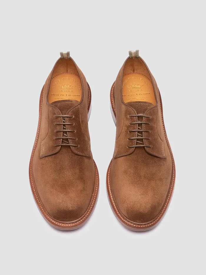 Men Officine Creative Footwear ASTON 001 Brown Suede Derby Shoes Men Officine Creative Footwear ASTON 001 Brown Suede Derby Shoes