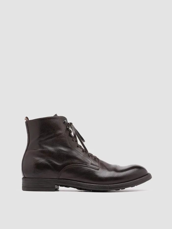 Men Officine Creative Footwear CHRONICLE 004 Ebony Leather Ankle Boots