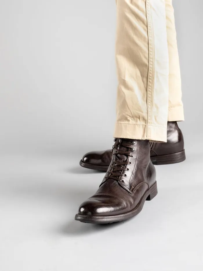 Men Officine Creative Footwear CHRONICLE 004 Ebony Leather Ankle Boots
