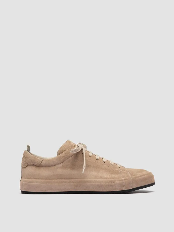 Men Officine Creative Footwear ESSENCE 001 Beige Suede Low Top Sneakers