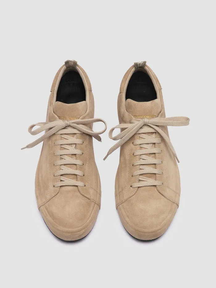 Men Officine Creative Footwear ESSENCE 001 Beige Suede Low Top Sneakers