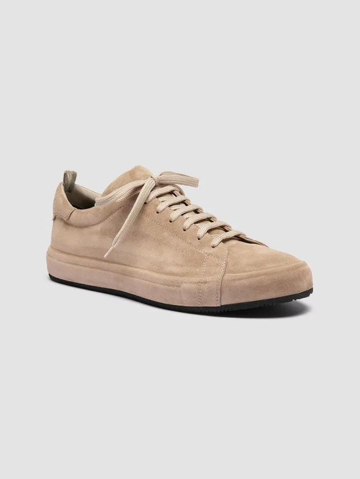 Men Officine Creative Footwear ESSENCE 001 Beige Suede Low Top Sneakers