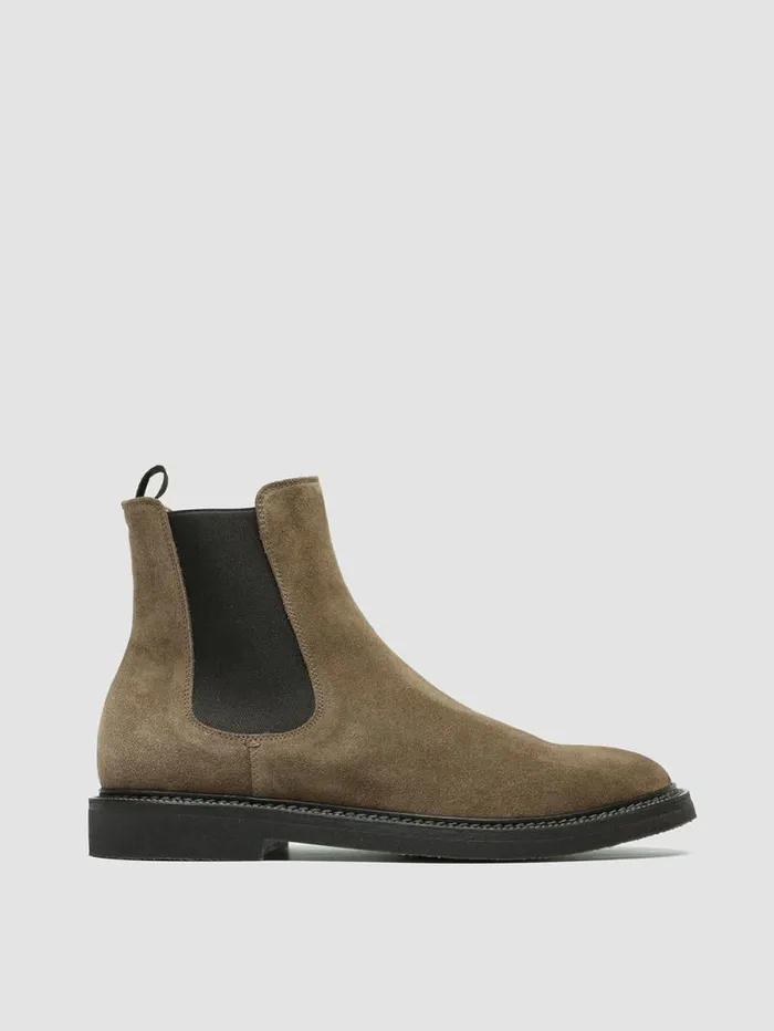 Men Officine Creative Footwear HOPKINS FLEXI 204 Taupe Suede Pull On Boots