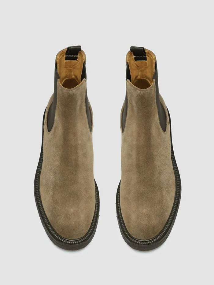 Men Officine Creative Footwear HOPKINS FLEXI 204 Taupe Suede Pull On Boots