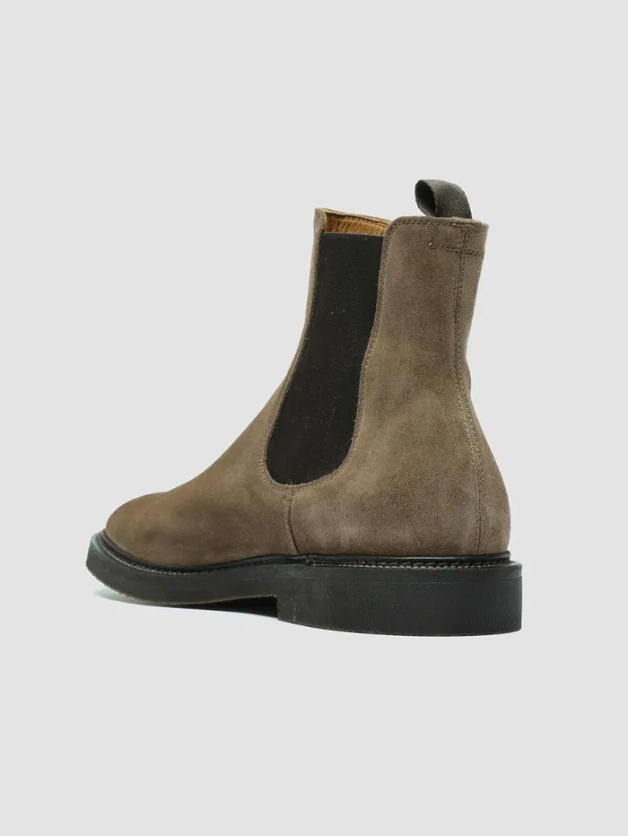 Men Officine Creative Footwear HOPKINS FLEXI 204 Taupe Suede Pull On Boots