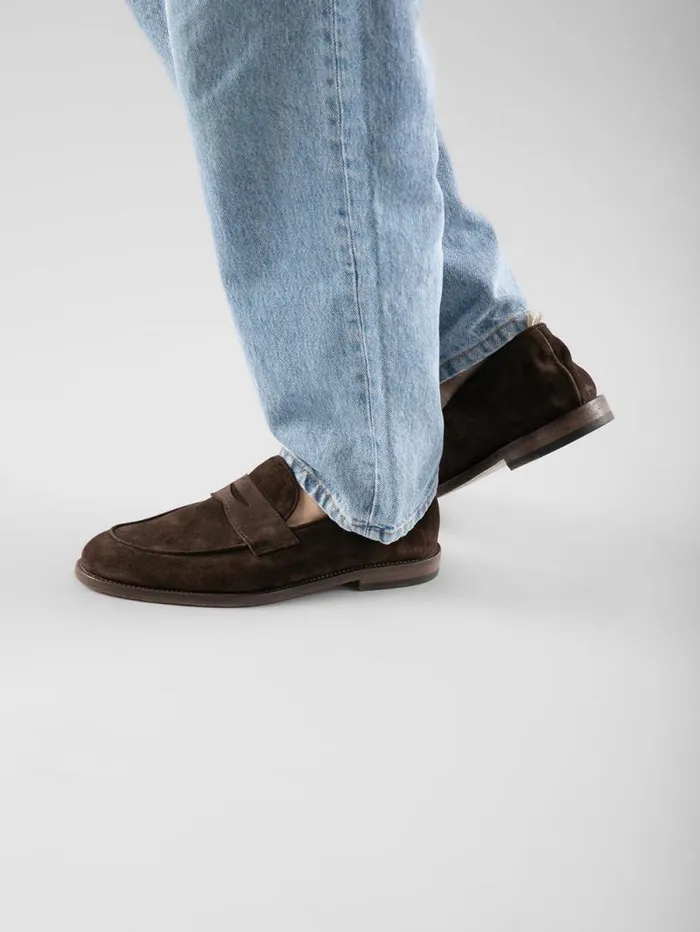 Men Officine Creative Footwear OPERA 001 Brown Suede Penny Loafers Men Officine Creative Footwear OPERA 001 Brown Suede Penny Loafers