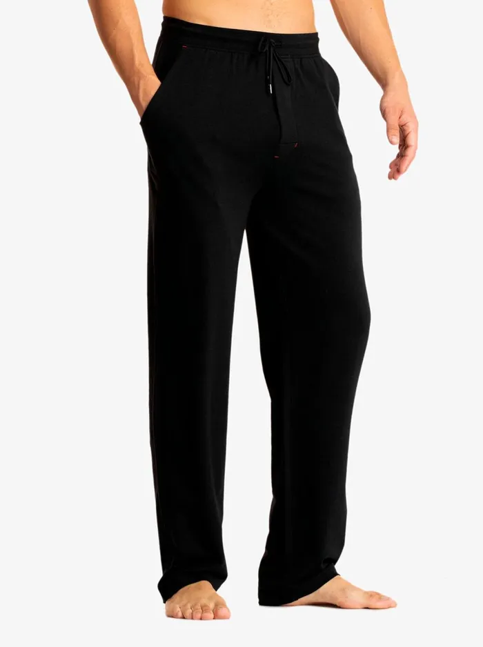 Men Pajamas and Underwear Robert Graham SOLID KNIT STRAIGHT LEG PANT Black