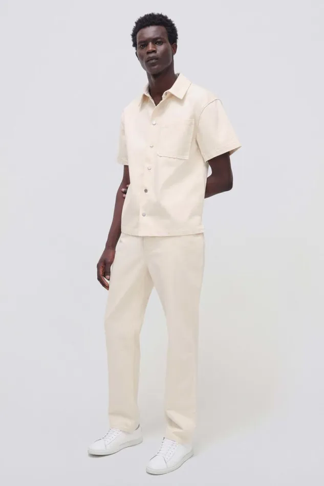 Men Pants and Bottoms Jonathan Simkhai Judson Jeans Ecru Cream Straight Leg Jeans