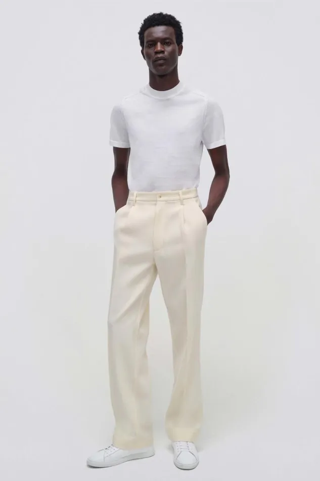 Men Pants and Bottoms Jonathan Simkhai Kane Pants Beige Pleated Pants