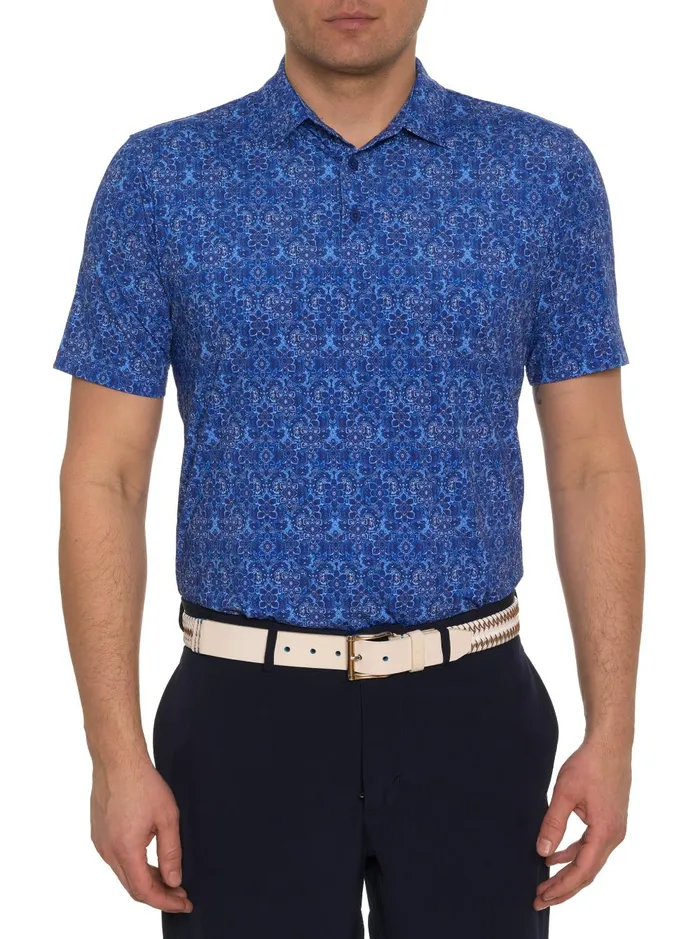 Men Polos and TShirts Robert Graham MEDALLION TILES PERFORMANCE POLO Navy
