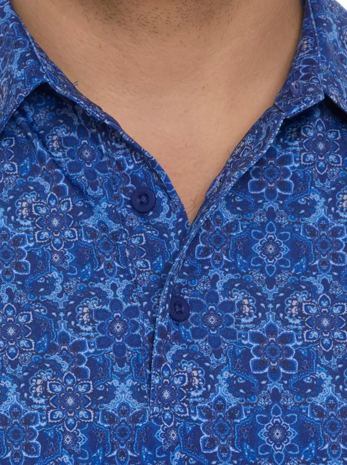 Men Polos and TShirts Robert Graham MEDALLION TILES PERFORMANCE POLO Navy