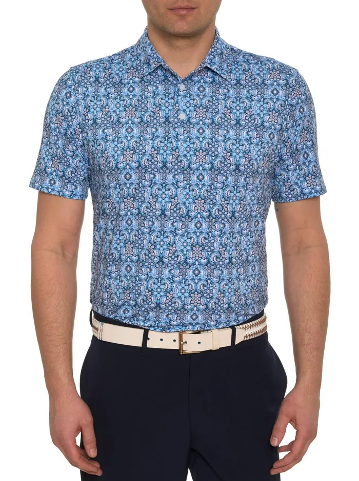 Men Polos and TShirts Robert Graham MEDALLION TILES PERFORMANCE POLO Navy