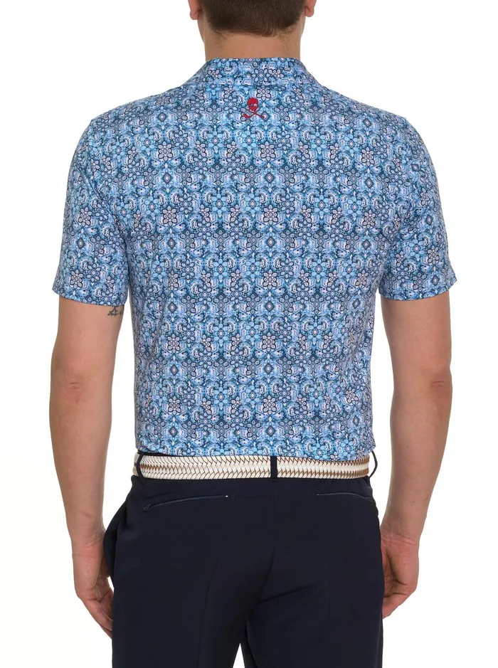 Men Polos and TShirts Robert Graham MEDALLION TILES PERFORMANCE POLO Navy