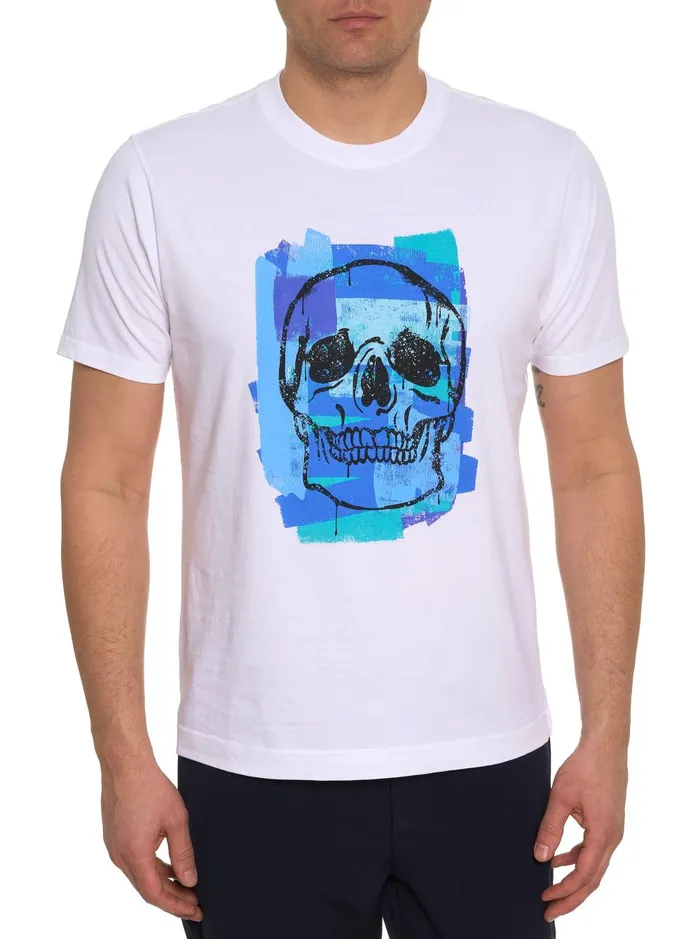 Men Polos and TShirts Robert Graham PAINT SKULL GRAPHIC TSHIRT White
