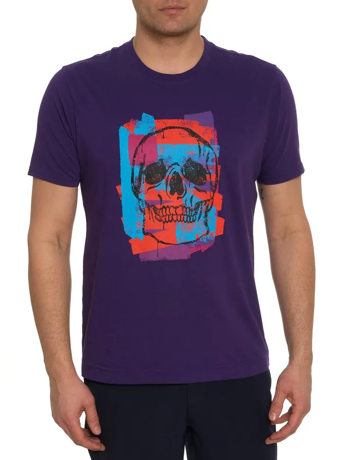 Men Polos and TShirts Robert Graham PAINT SKULL GRAPHIC TSHIRT White