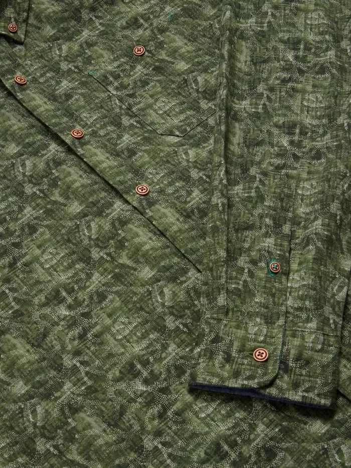 Men Seaweed Printed Shirt Green Print White Stuff Shirts Men Seaweed Printed Shirt Green Print White Stuff Shirts