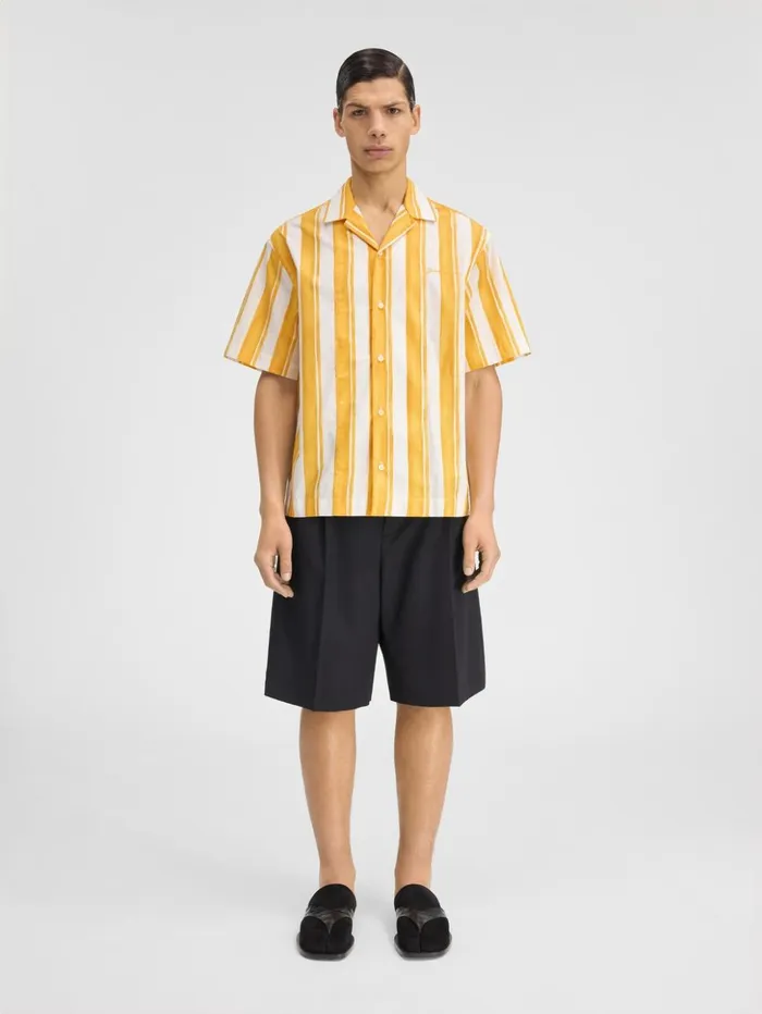 Men Shirts JACQUEMUS The Jean Shirt Print Rayure Yellow Ecru