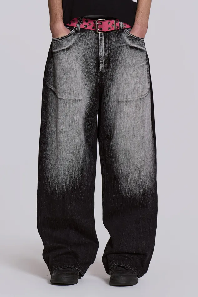 Men Shop Black White Wash XL Colossus Jeans Bestsellers Jaded London
