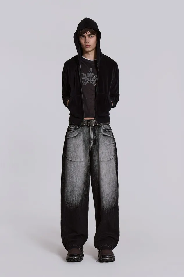 Men Shop Black White Wash XL Colossus Jeans Bestsellers Jaded London