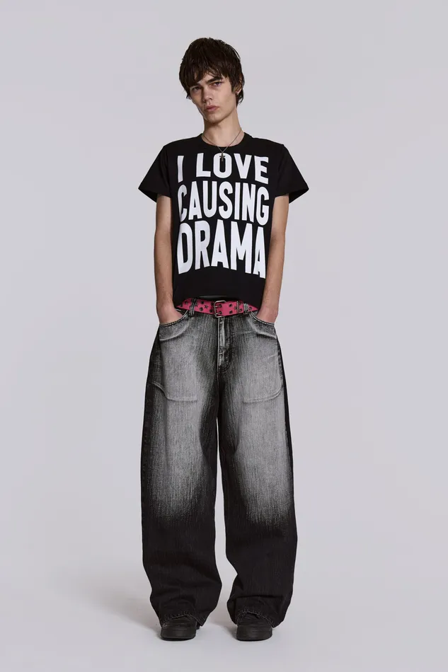 Men Shop Black White Wash XL Colossus Jeans Bestsellers Jaded London