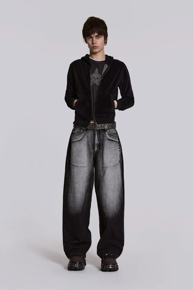 Men Shop Black White Wash XL Colossus Jeans Bestsellers Jaded London