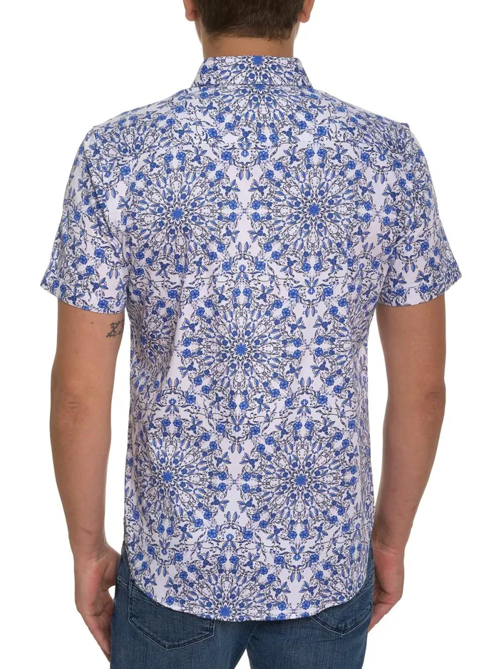 Men Short Sleeve Button Down Shirts Robert Graham ANDAZ SHORT SLEEVE BUTTON DOWN SHIRT Blue