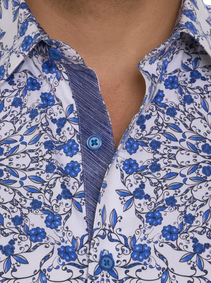 Men Short Sleeve Button Down Shirts Robert Graham ANDAZ SHORT SLEEVE BUTTON DOWN SHIRT Blue