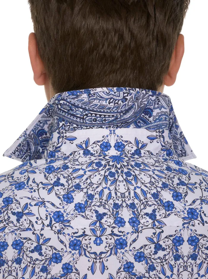 Men Short Sleeve Button Down Shirts Robert Graham ANDAZ SHORT SLEEVE BUTTON DOWN SHIRT Blue