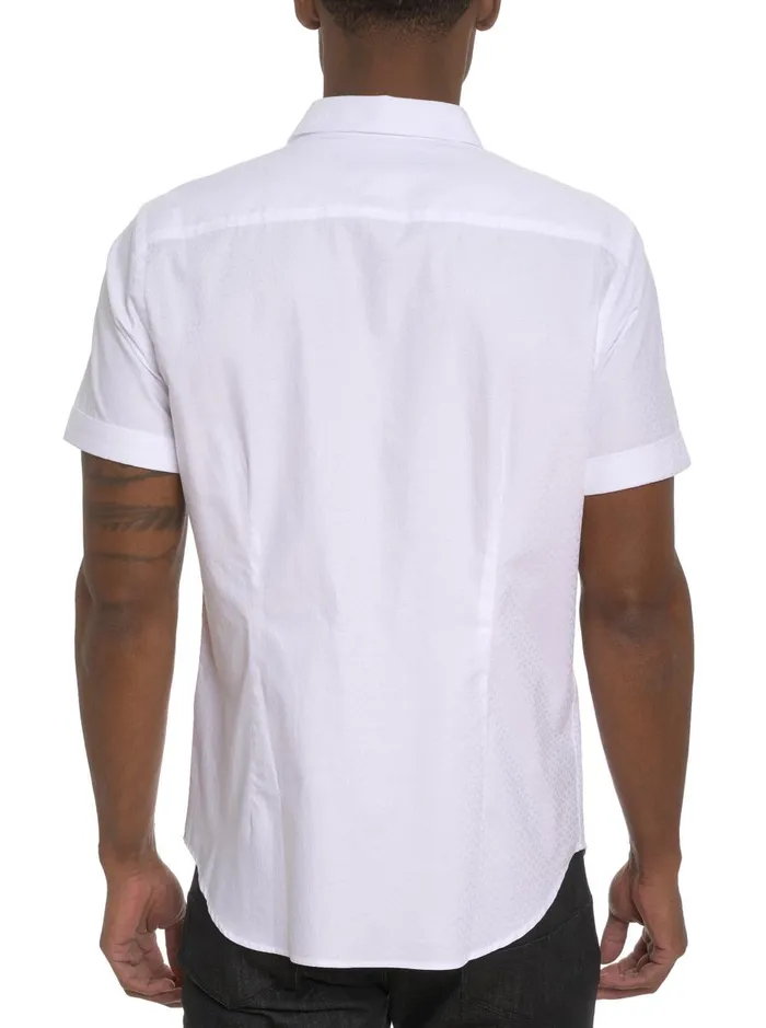 Men Short Sleeve Button Down Shirts Robert Graham DIAMOND BAR SHORT SLEEVE BUTTON DOWN SHIRT White