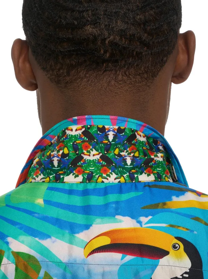 Men Short Sleeve Button Down Shirts Robert Graham LIMITED EDITION THE TOUCAN MIX SHORT SLEEVE BUTTON DOWN SHIRT Classic