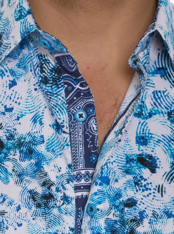 Men Short Sleeve Button Down Shirts Robert Graham THE LOWELL SHORT SLEEVE BUTTON DOWN SHIRT Teal