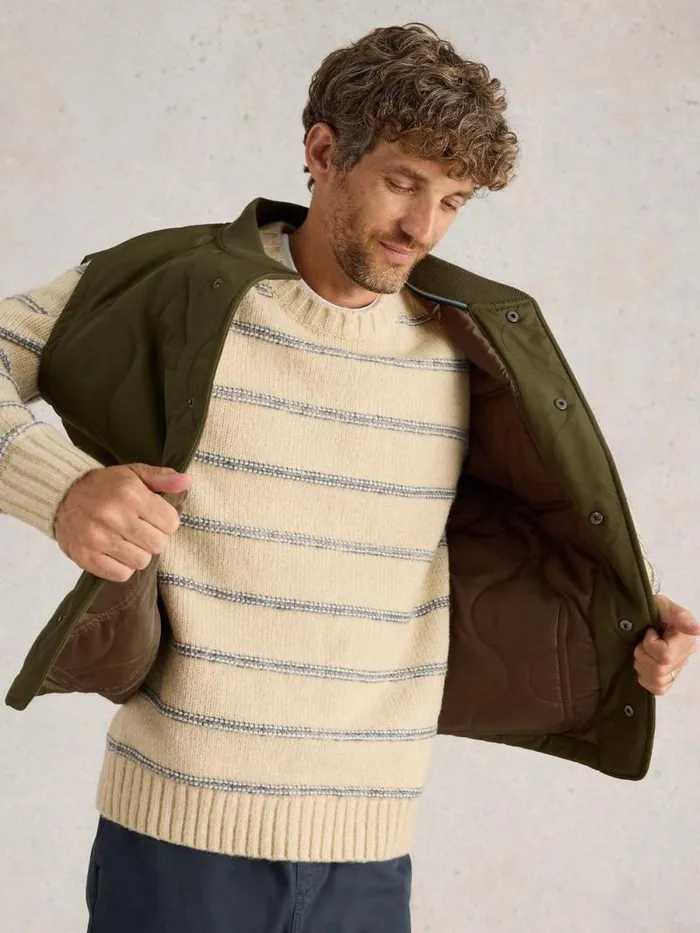 Men Tenby Quilted Gilet Khaki Green White Stuff Coats and Jackets