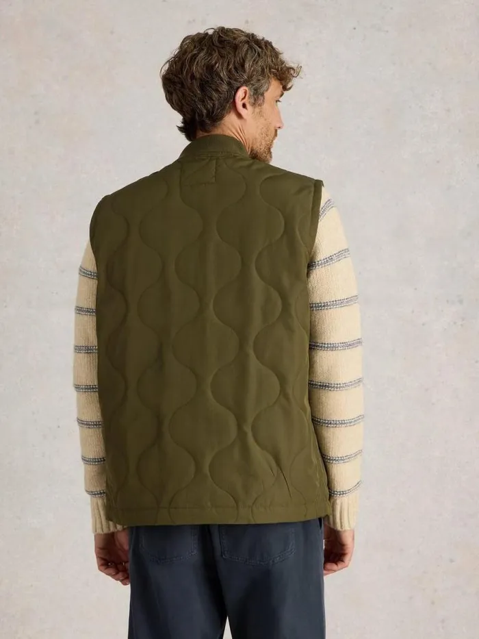 Men Tenby Quilted Gilet Khaki Green White Stuff Coats and Jackets Men Tenby Quilted Gilet Khaki Green White Stuff Coats and Jackets