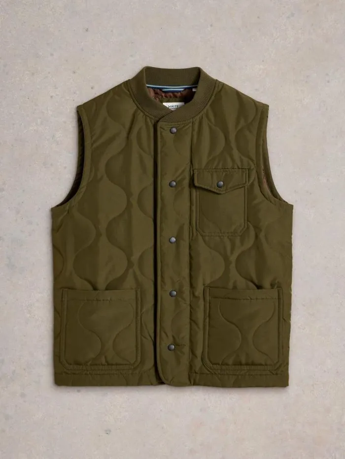 Men Tenby Quilted Gilet Khaki Green White Stuff Coats and Jackets Men Tenby Quilted Gilet Khaki Green White Stuff Coats and Jackets