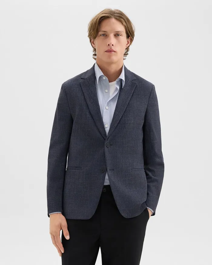 Men Theory Blazers Jackets Clinton Blazer In Herringbone Precision Ponte Baltic Melange