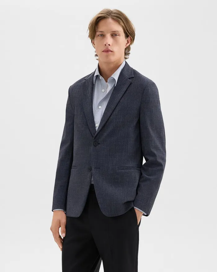 Men Theory Blazers Jackets Clinton Blazer In Herringbone Precision Ponte Baltic Melange