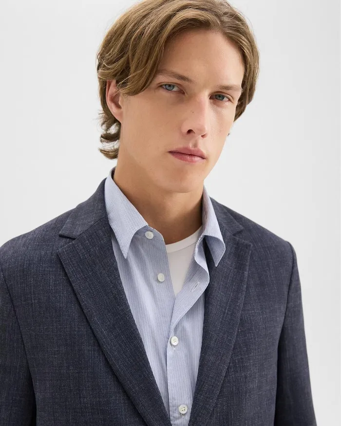 Men Theory Blazers Jackets Clinton Blazer In Herringbone Precision Ponte Baltic Melange