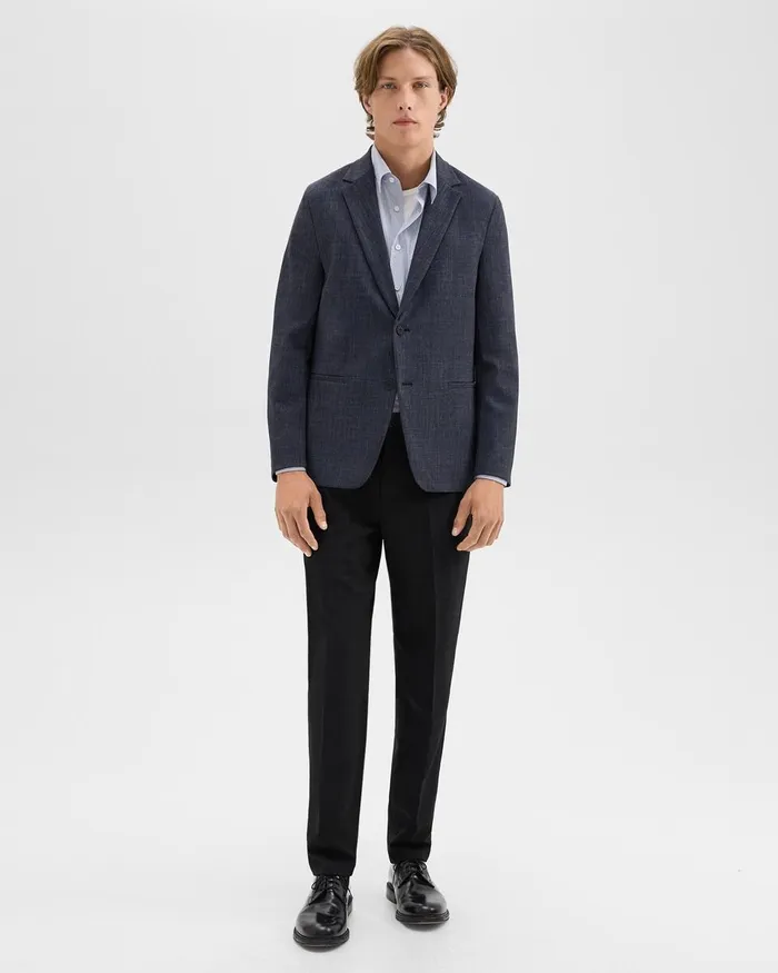Men Theory Blazers Jackets Clinton Blazer In Herringbone Precision Ponte Baltic Melange