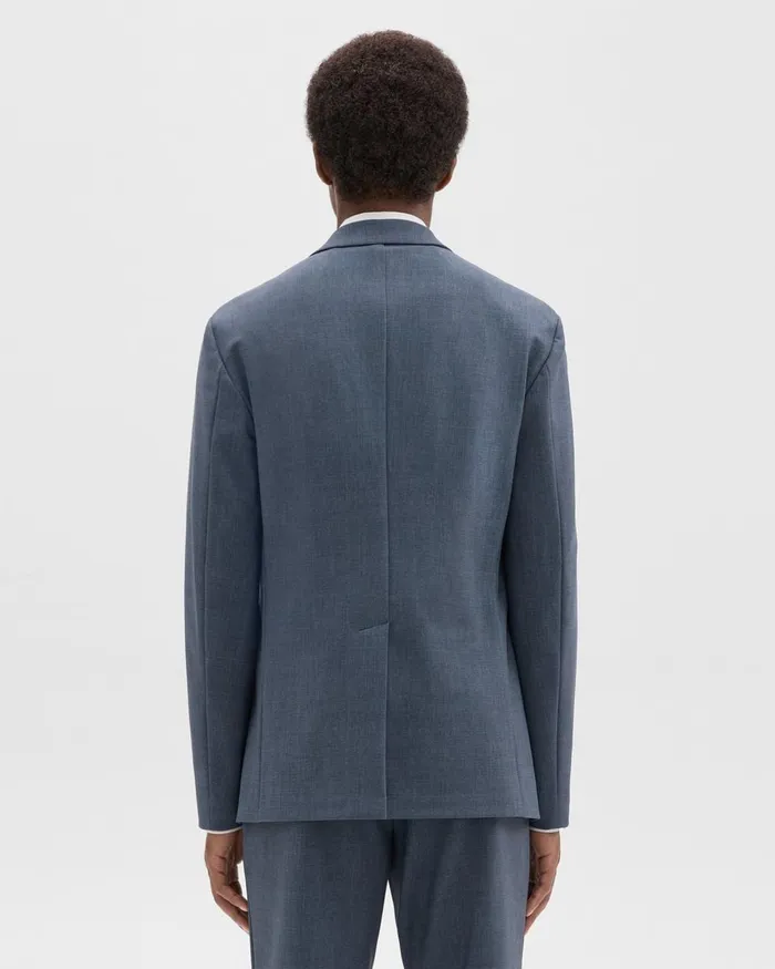 Men Theory Blazers Jackets Clinton Blazer In Printed Precision Ponte Dusty Blue Mel